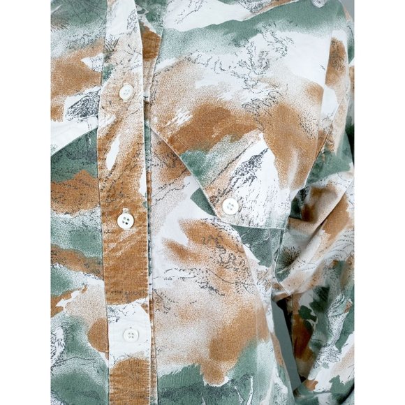 Vintage Roper Women's Western Button Shirt Medium Green Brown Long Sleeve Horses - Picture 7 of 12